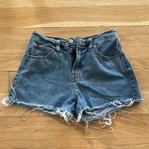 Levi's Blue Jean Shorts High-Waisted Frayed